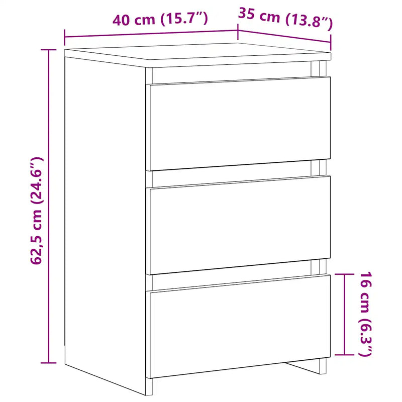 Bed Cabinets 2 pcs White 40x35x62.5 cm Engineered Wood