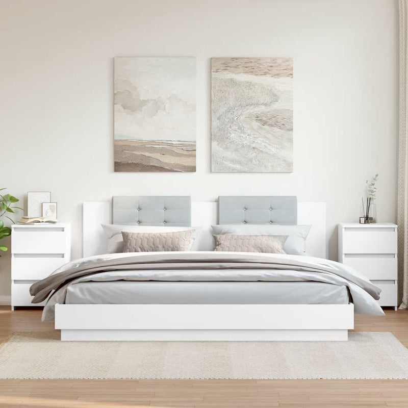 vidaXL Bed Cabinets 2 pcs White 40x35x62.5 cm Engineered Wood