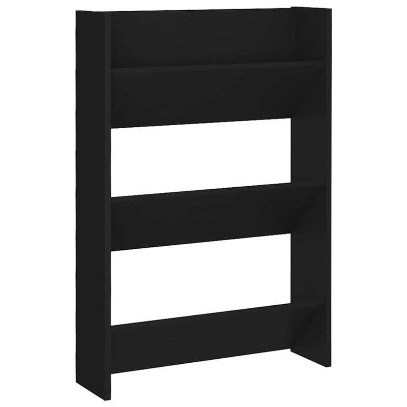 vidaXL Wall Shoe Cabinets 2 pcs Black 60x18x90 cm Engineered Wood