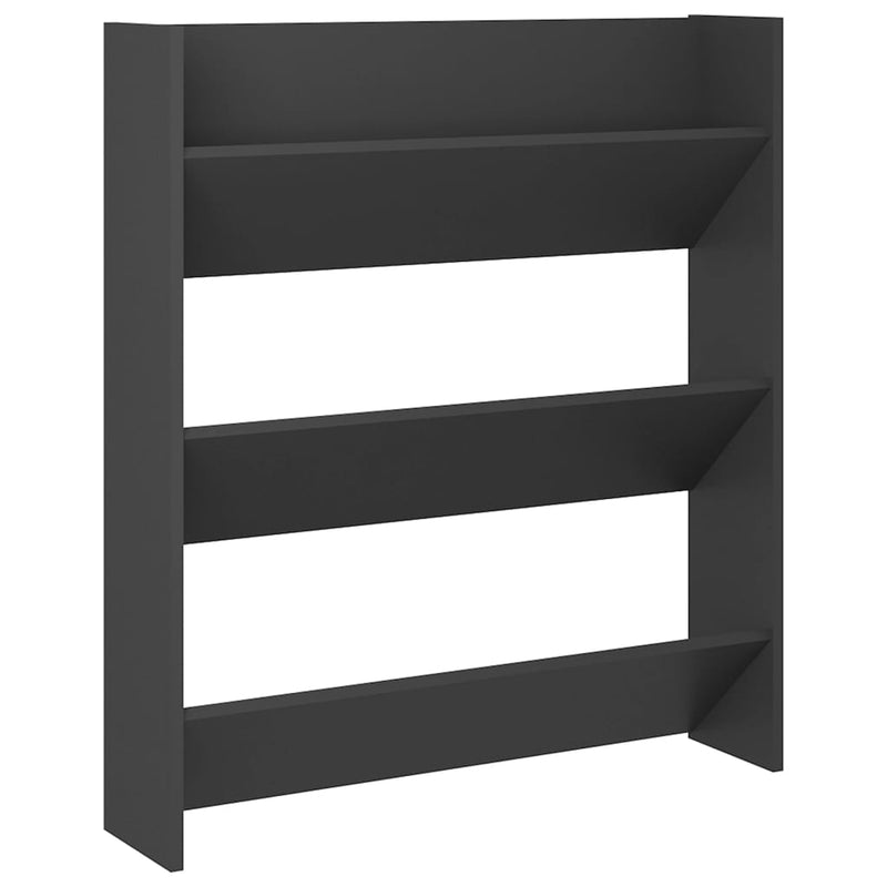 vidaXL Wall Shoe Cabinet Grey 80x18x90 cm Engineered Wood