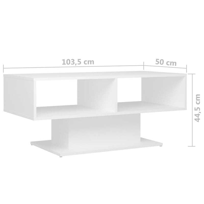 vidaXL Coffee Table White 103.5x50x44.5 cm Engineered Wood