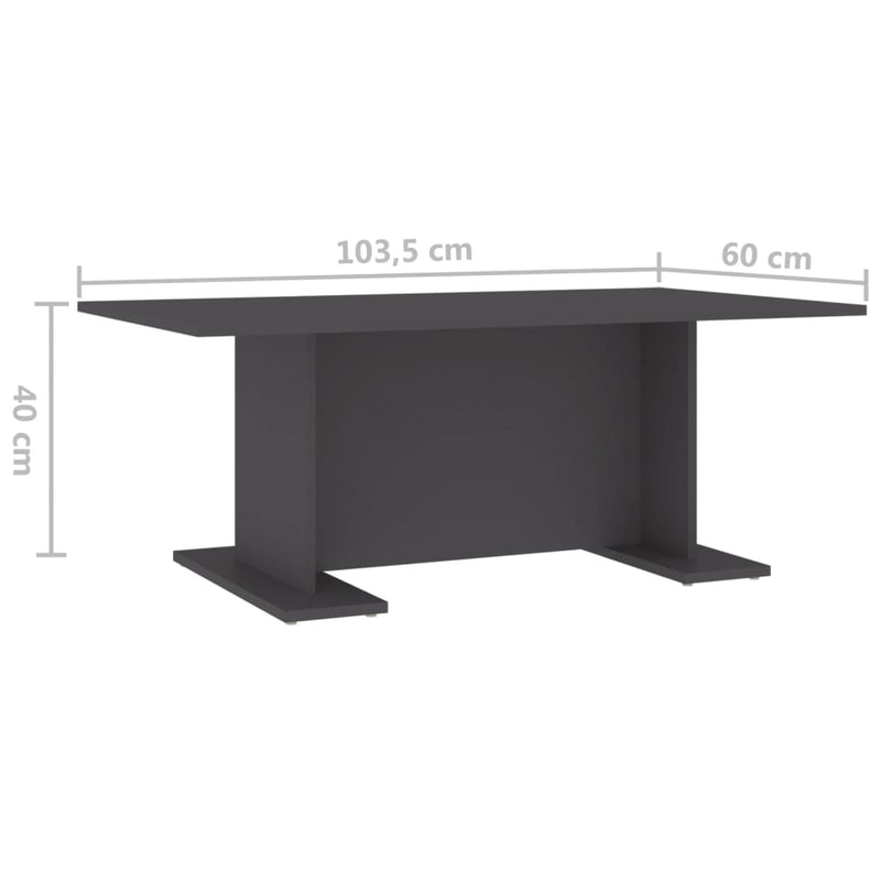 vidaXL Coffee Table Grey 103.5x60x40 cm Engineered Wood