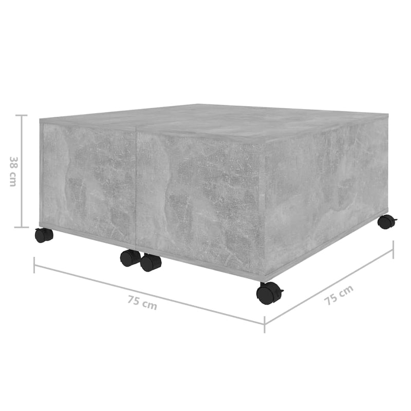 vidaXL Coffee Table Concrete Grey 75x75x38 cm Engineered Wood