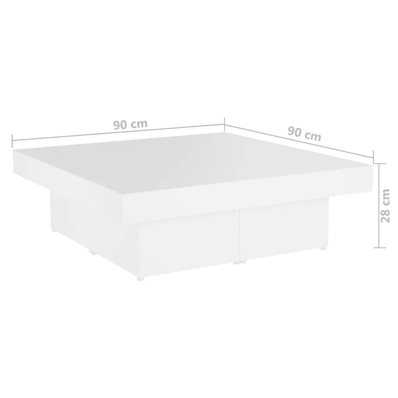 Coffee Table White 90x90x28 cm Engineered Wood