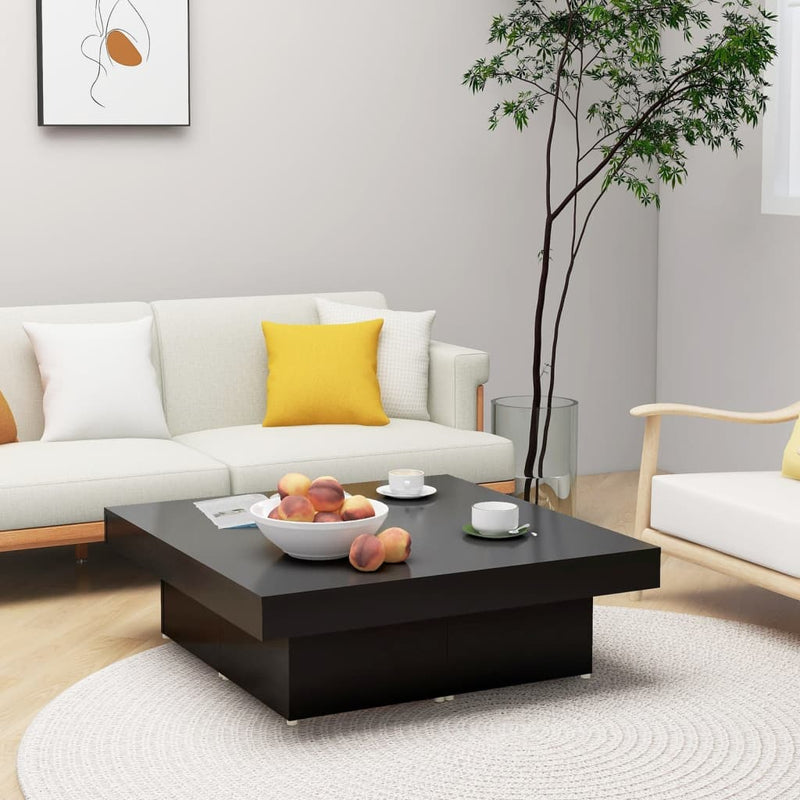 vidaXL Coffee Table Black 90x90x28 cm Engineered Wood