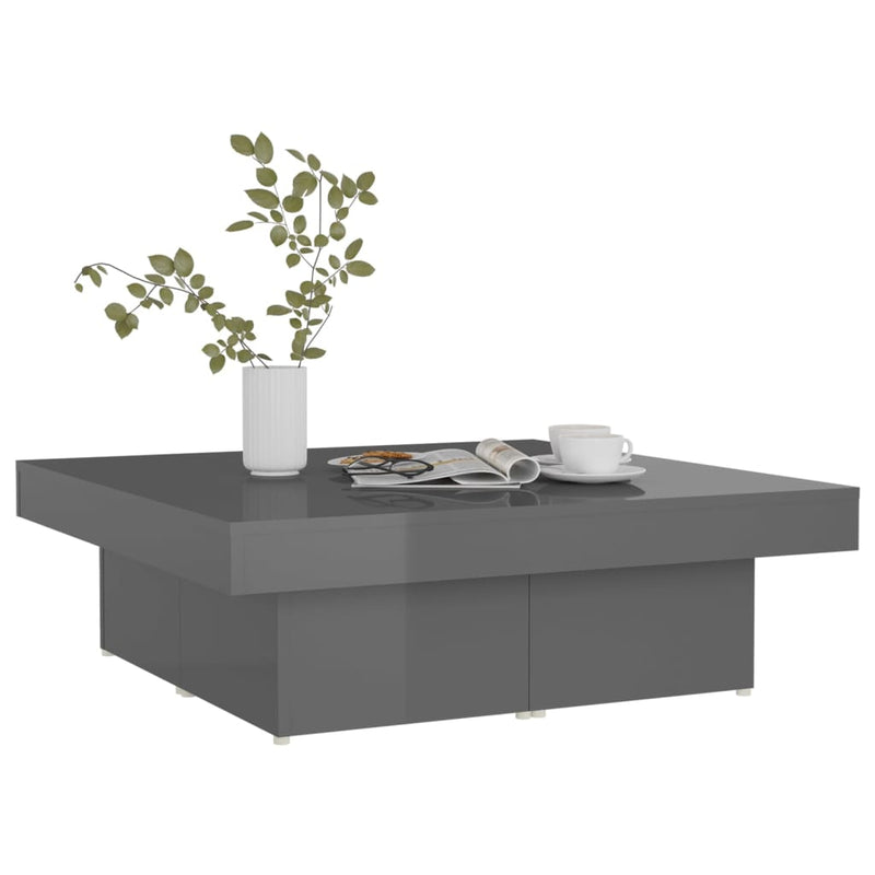 vidaXL Coffee Table High Gloss Grey 90x90x28 cm Engineered Wood