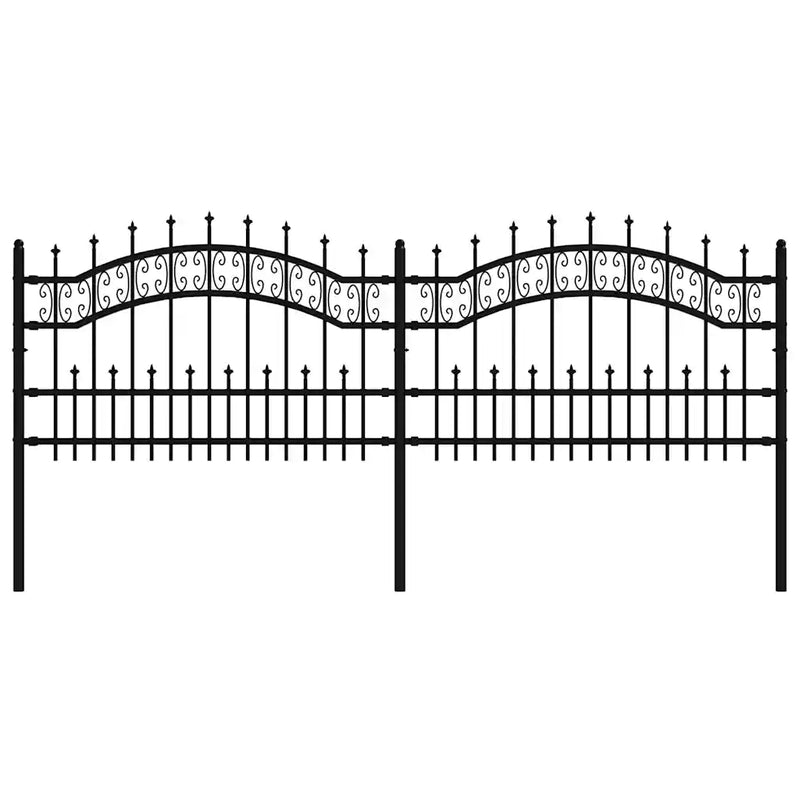 Garden Fence KAMPEN with Spear Top Black 240x75 cm Steel