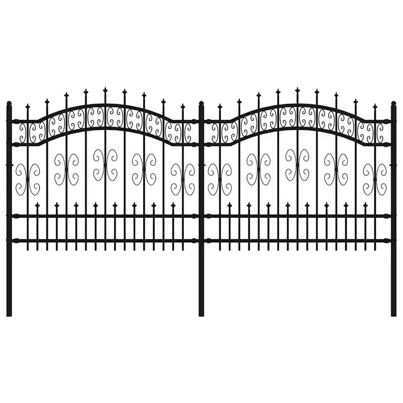 Garden Fence KAMPEN with Spear Top Black 240x100 cm Steel