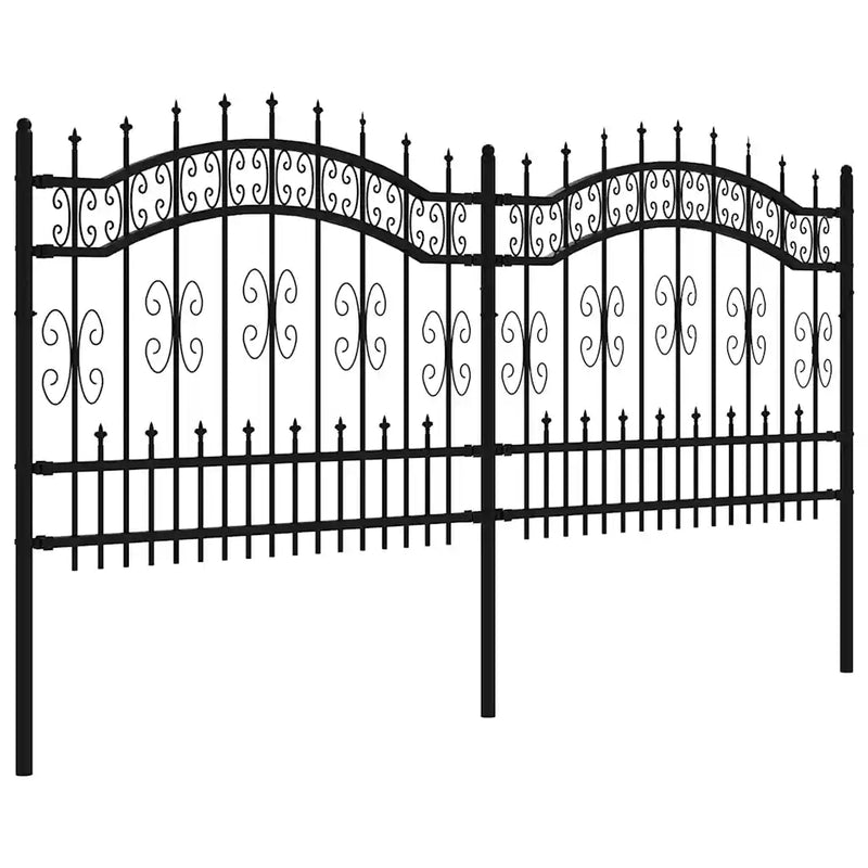 Garden Fence KAMPEN with Spear Top Black 240x100 cm Steel