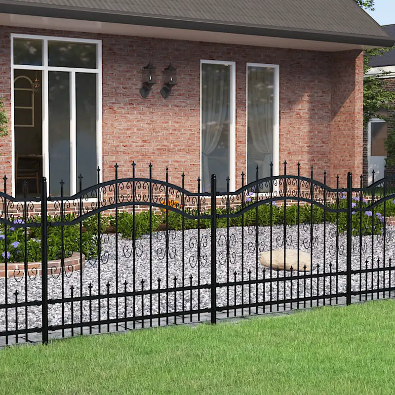 Garden Fence KAMPEN with Spear Top Black 240x100 cm Steel
