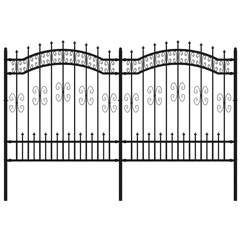 Garden Fence KAMPEN with Spear Top Black 240x125 cm Steel