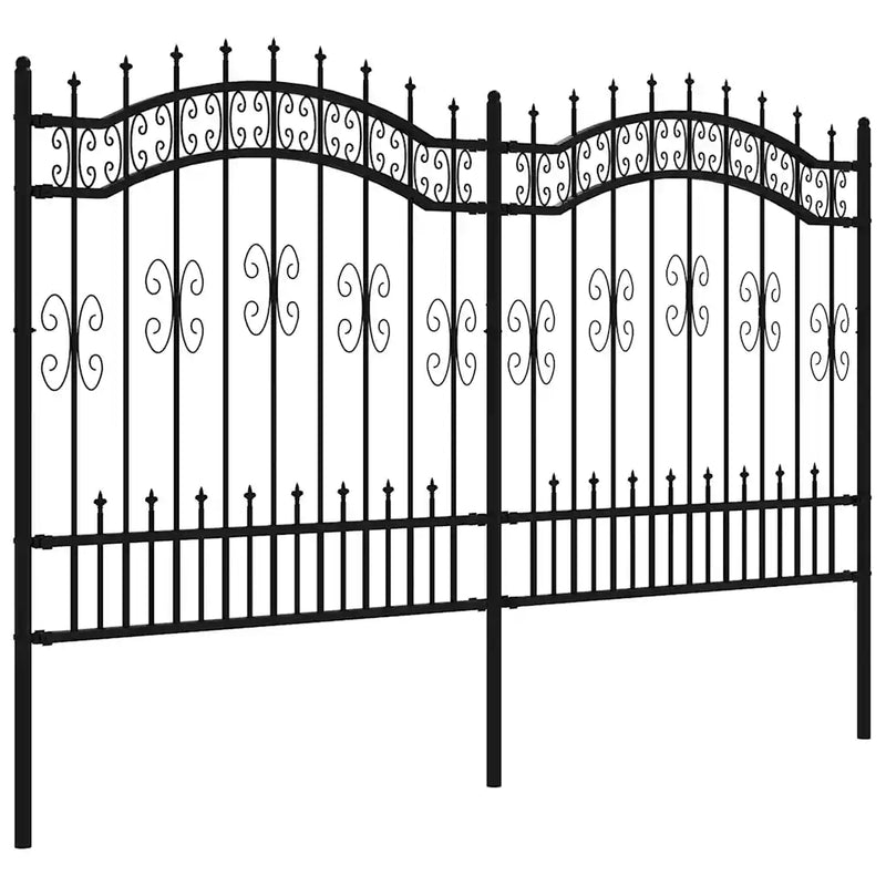Garden Fence KAMPEN with Spear Top Black 240x125 cm Steel