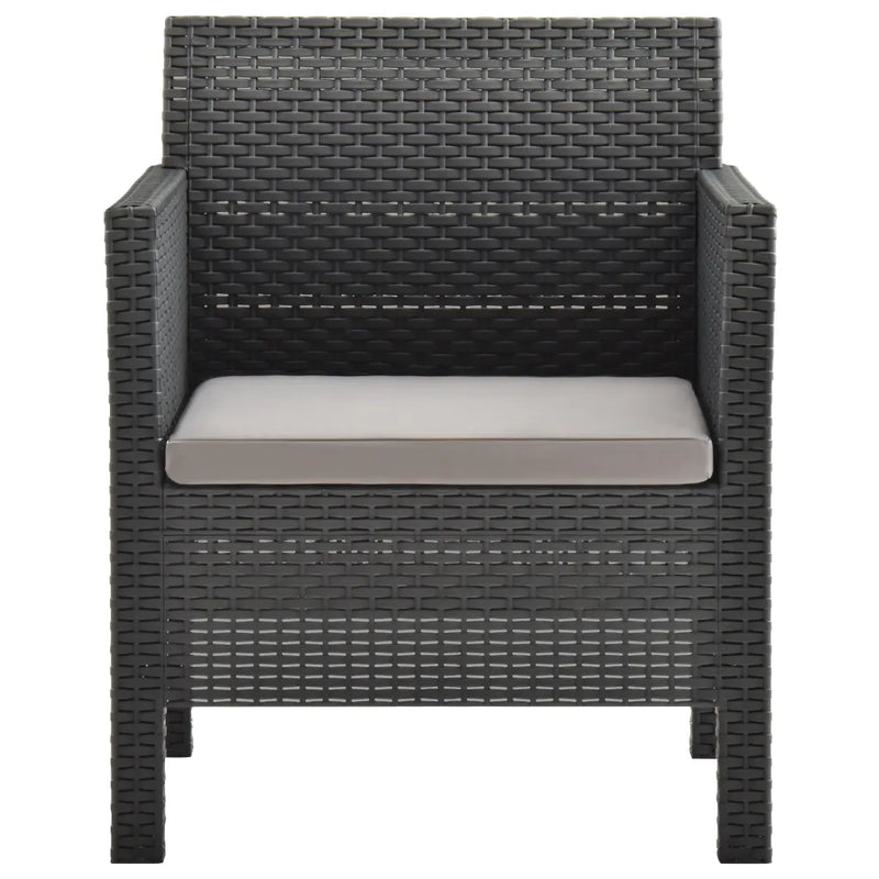2 Piece Garden Lounge Set with Cushions PP Rattan Anthracite