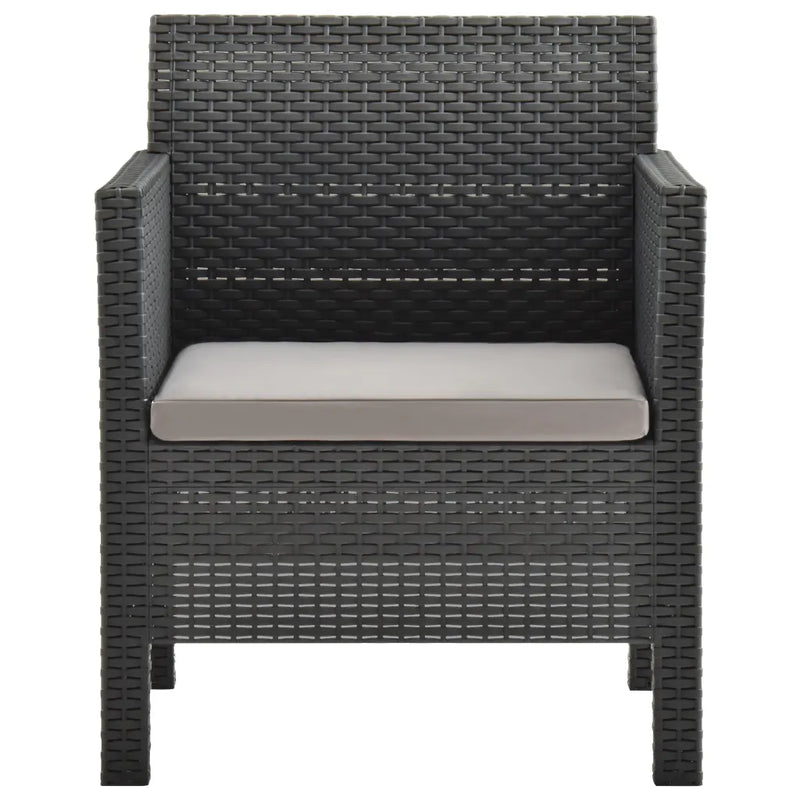 3 Piece Garden Lounge Set with Cushions PP Rattan Anthracite