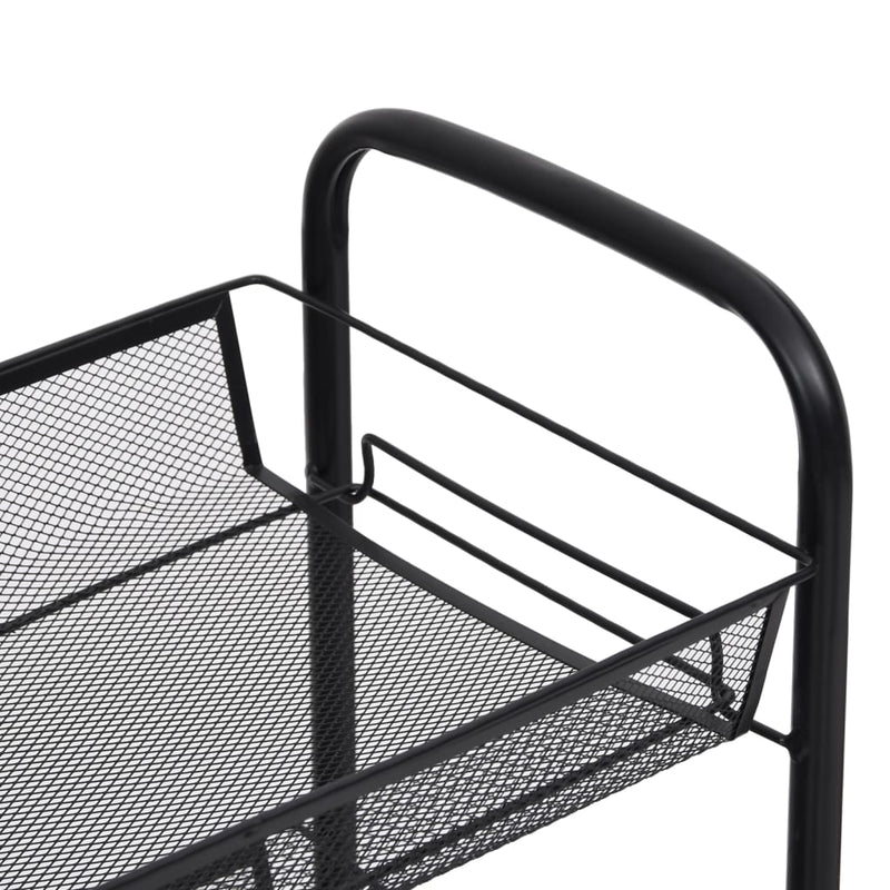 vidaXL 3-Tier Kitchen Trolley Black 46x26x64 cm Iron