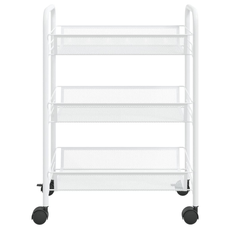 vidaXL 3-Tier Kitchen Trolley White 46x26x64 cm Iron