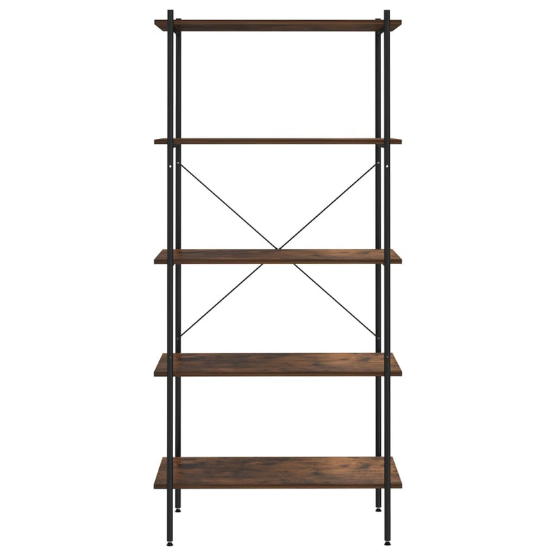 vidaXL 5-Tier Shelving Unit Black and Dark Wood 80x40x163 cm