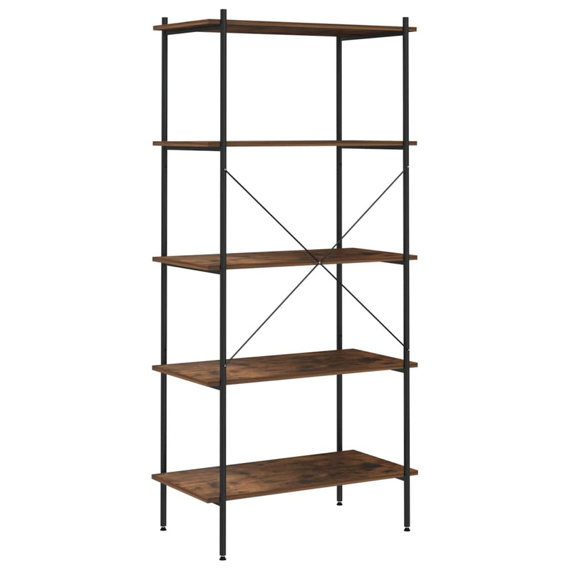 5-Tier Shelving Unit Black and Dark Wood 80x40x163 cm