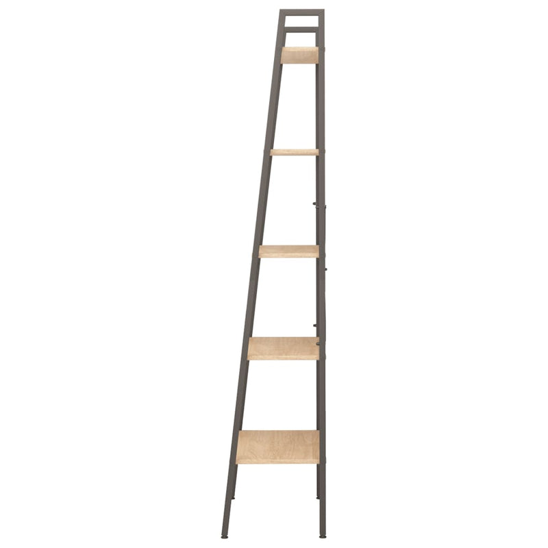 vidaXL 5-Tier Standing Shelf Light Brown and Black 56x35x174 cm