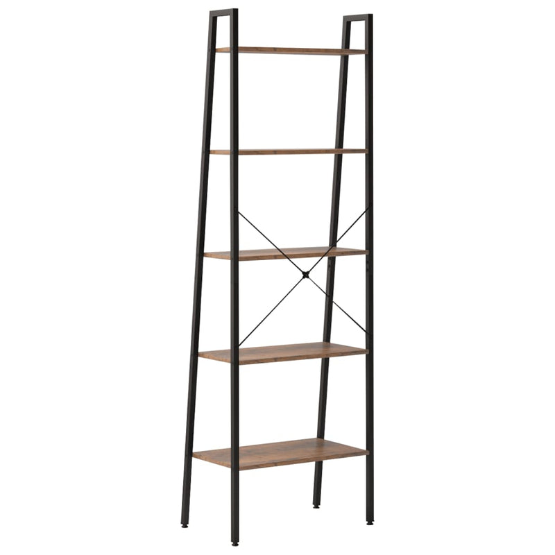 vidaXL 5-Tier Standing Shelf Dark Brown and Black 56x35x174 cm