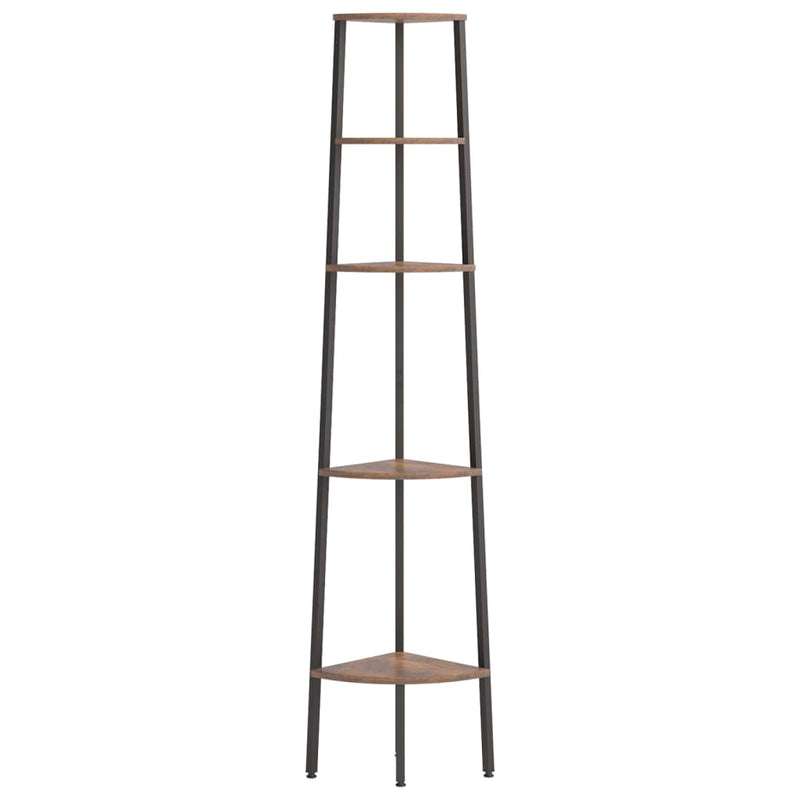 vidaXL 5-Tier Corner Shelf Dark Brown and Black 45.5x31.5x180 cm