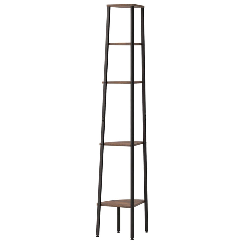 vidaXL 5-Tier Corner Shelf Dark Brown and Black 45.5x31.5x180 cm