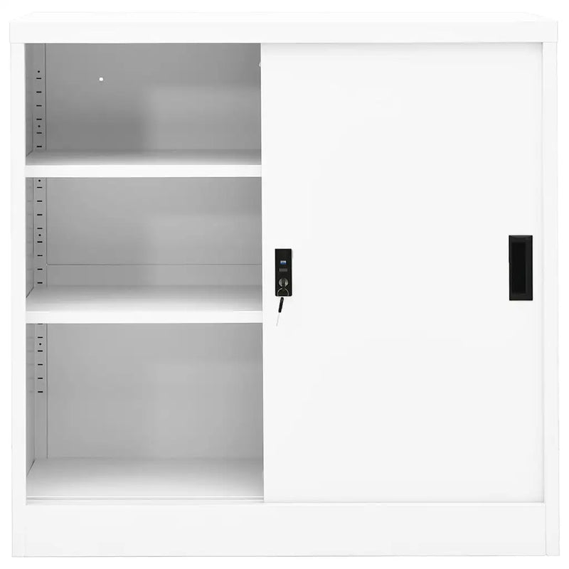 Office Cabinet with Sliding Door White 90x40x90 cm Steel