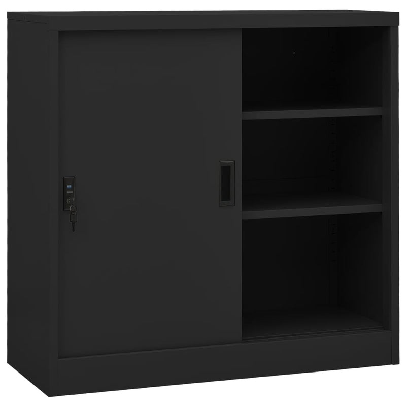 Office Cabinet with Sliding Door Anthracite 90x40x90 cm Steel