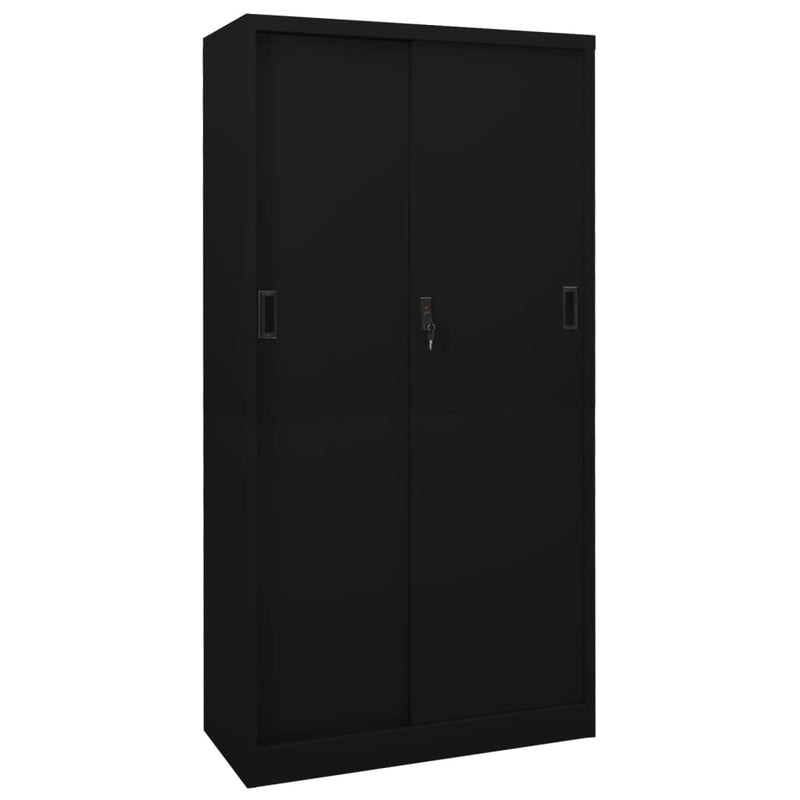 Office Cabinet with Sliding Door Black 90x40x180 cm Steel