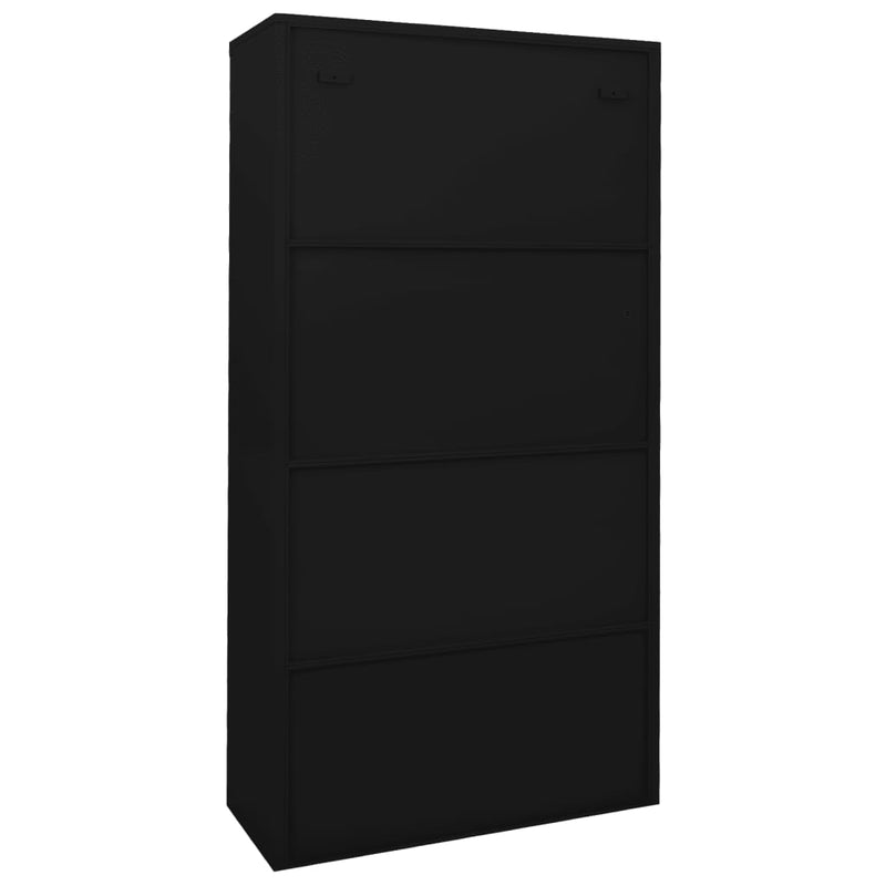 Office Cabinet with Sliding Door Black 90x40x180 cm Steel