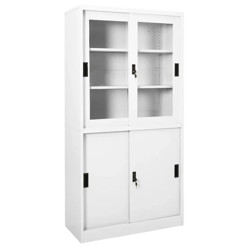 Office Cabinet with Sliding Door White 90x40x180 cm Steel