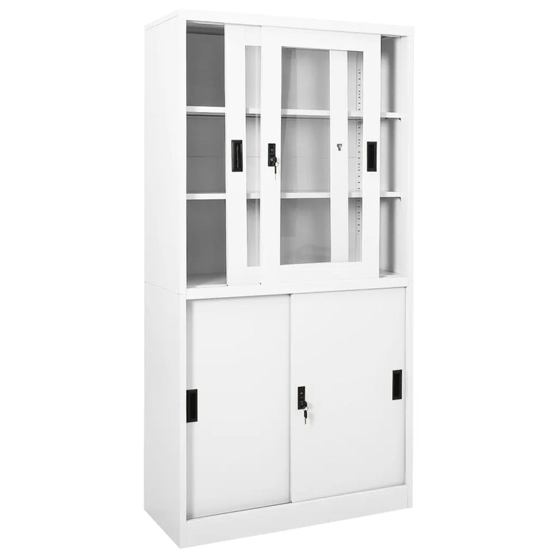 Office Cabinet with Sliding Door White 90x40x180 cm Steel