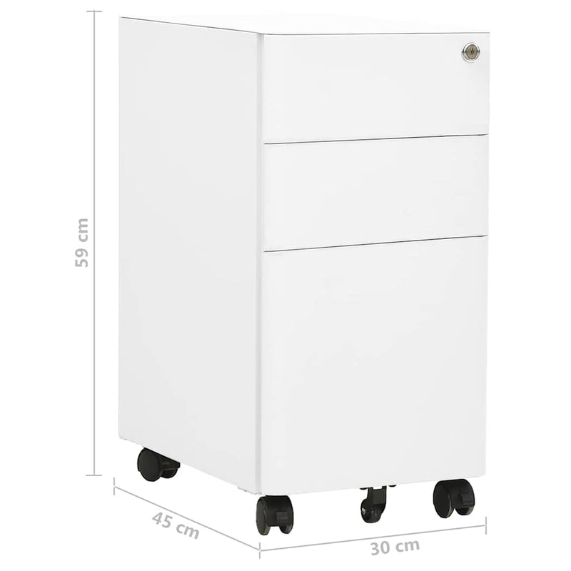 Mobile File Cabinet White 30x45x59 cm Steel