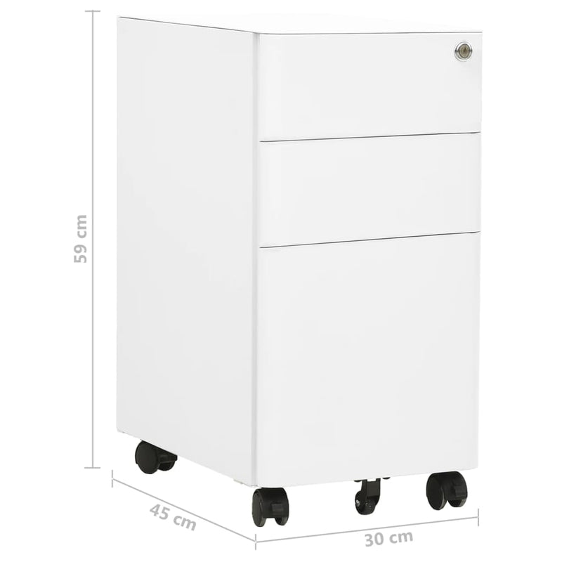 vidaXL Mobile File Cabinet White 30x45x59 cm Steel