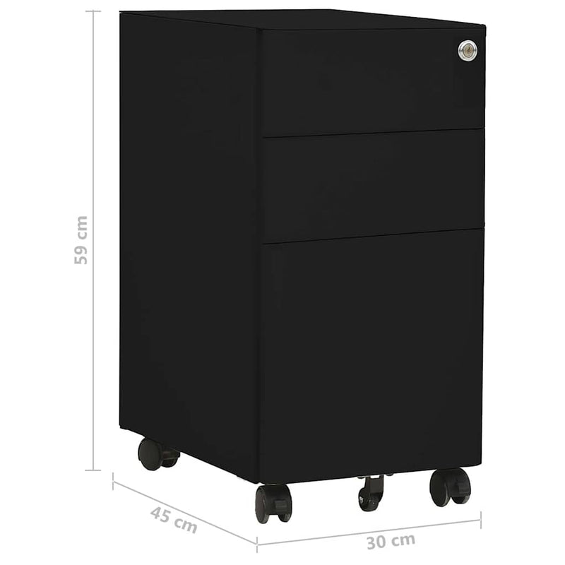 Mobile File Cabinet Black 30x45x59 cm Steel