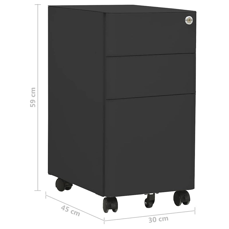 Mobile File Cabinet Anthracite 30x45x59 cm Steel