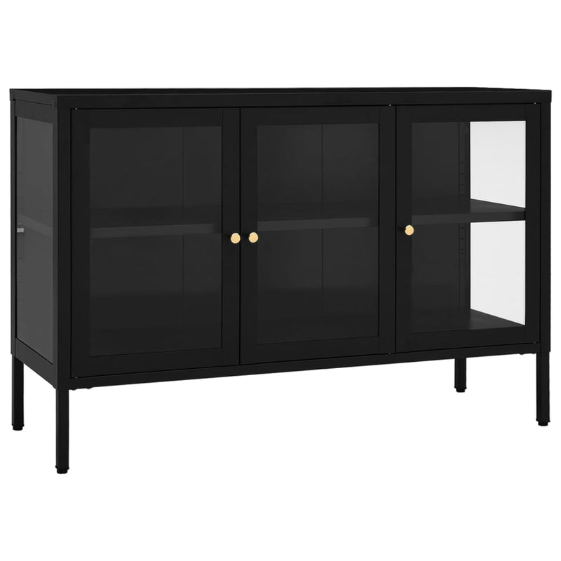 Sideboard Black 105x35x70 cm Steel and Glass