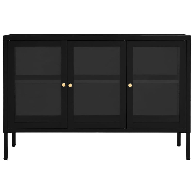 vidaXL Sideboard Black 105x35x70 cm Steel and Glass