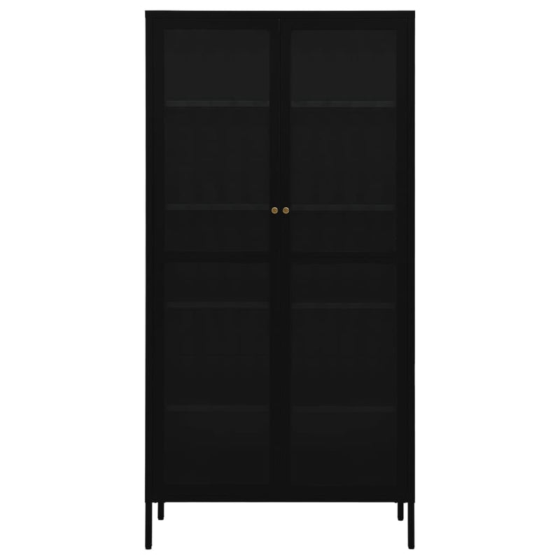 vidaXL Display Cabinet Black 90x40x180 cm Steel and Tempered Glass