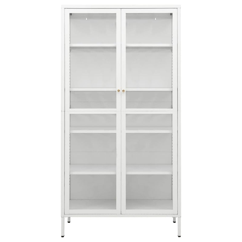 vidaXL Display Cabinet White 90x40x180 cm Steel and Tempered Glass