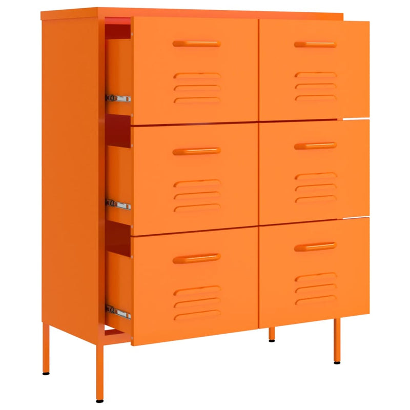 Drawer Cabinet Orange 80x35x101.5 cm Steel