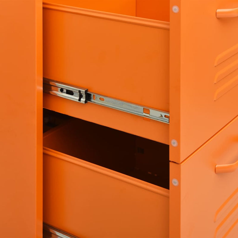 Drawer Cabinet Orange 80x35x101.5 cm Steel