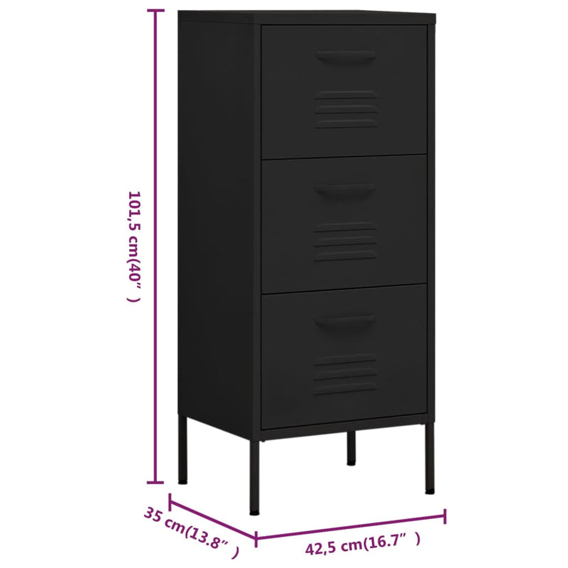 Storage Cabinet Black 42.5x35x101.5 cm Steel