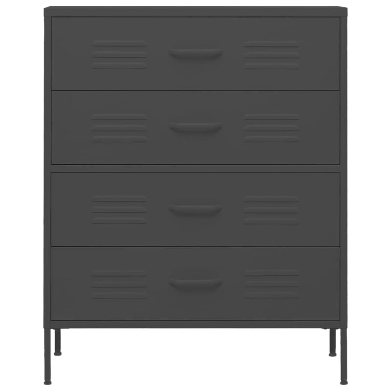 vidaXL Chest of Drawers Anthracite 80x35x101.5 cm Steel