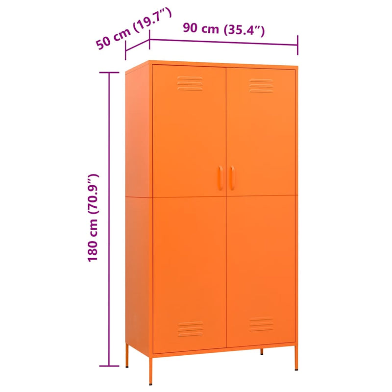 Wardrobe Orange 90x50x180 cm Steel