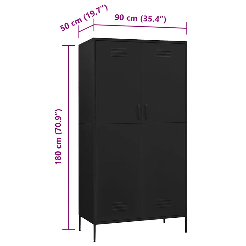 Wardrobe Black 90x50x180 cm Steel