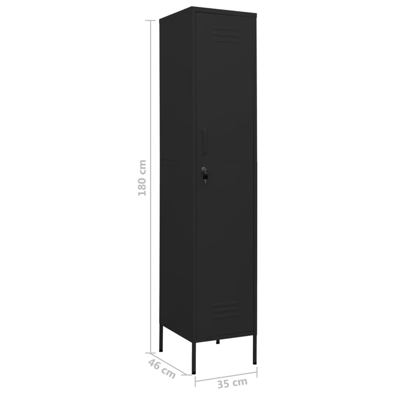 Locker Cabinet Black 35x46x180 cm Steel