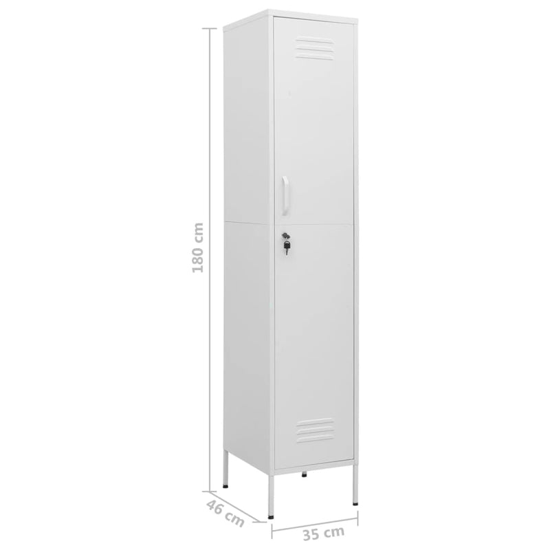 Locker Cabinet White 35x46x180 cm Steel