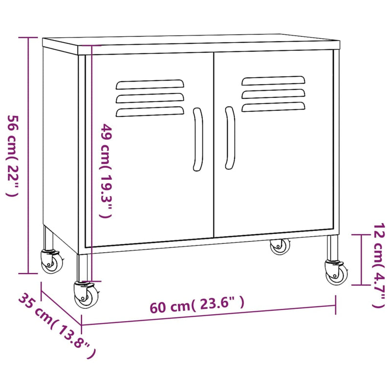 Storage Cabinet Black 60x35x56 cm Steel