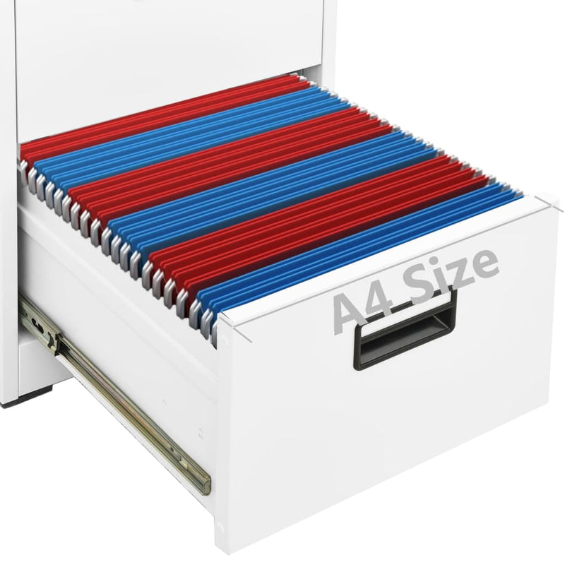 vidaXL Filing Cabinet White 46x62x102.5 cm Steel